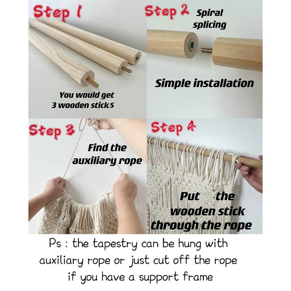 Handmade Creamy-White Macrame Hanging Wall Art