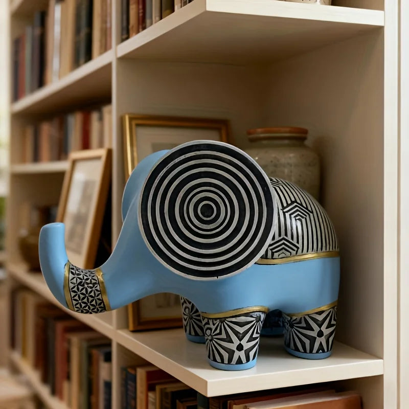 Elegant Blue Minimalist Elephant Statue