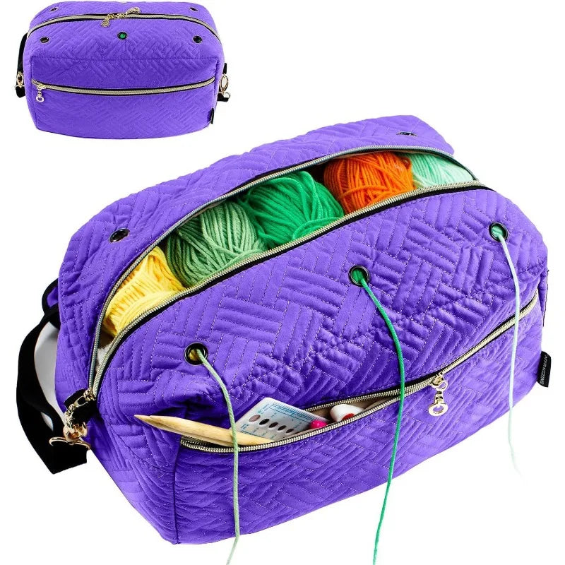 Large Capacity Crochet Bag Organizer Yarn Holder for Crochet Accessories Gifts for Crafters DIY Storage Bag