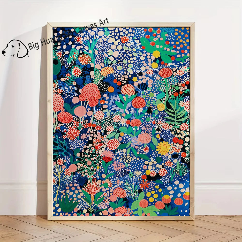 Yayoi Kusama Inspired Botanical Retro Artwork Prints