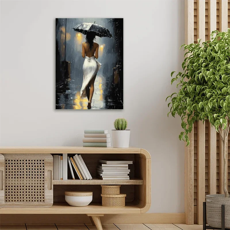 Romantic Rainy Night, Elegant Style Canvas Art