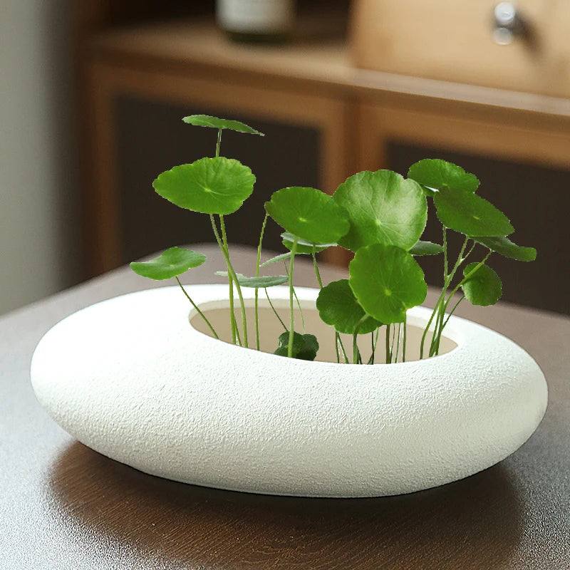 Modern Minimalist Ceramic Pot; 2 Sizes, 2 Colors