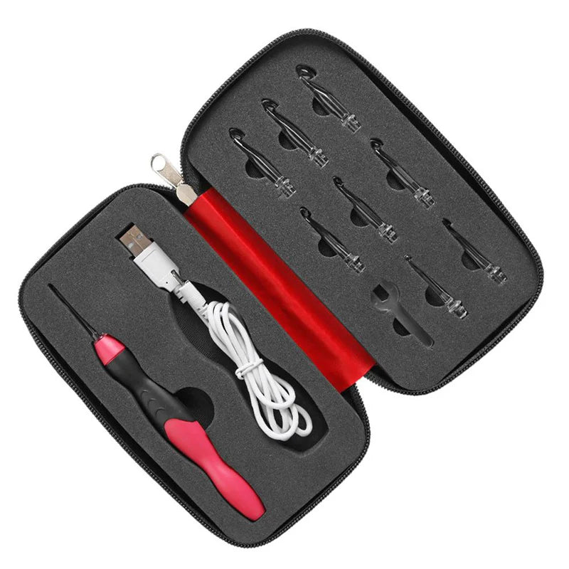 LED Light-Up Crochet Hook Set, USB Rechargeable