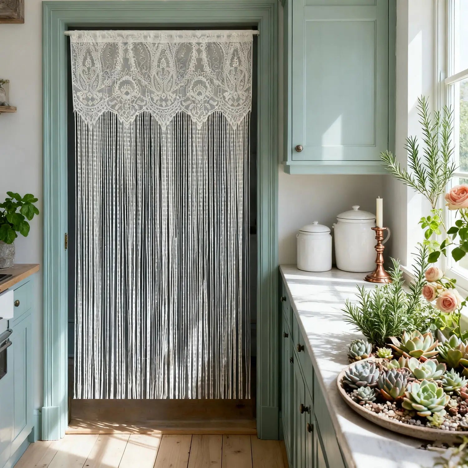 French Vintage Lace Tassel Door Curtain