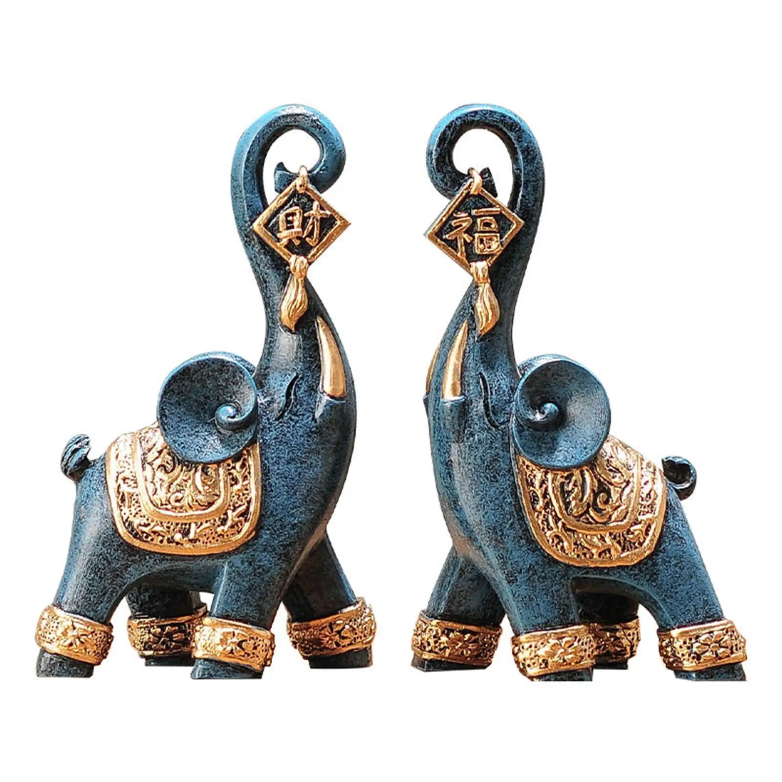 2 Modern Art Ornamental Elephant Statues