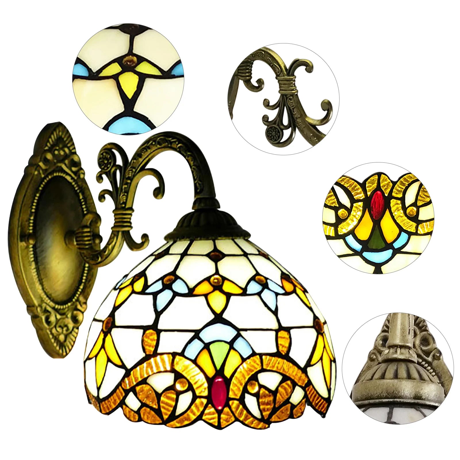 Tiffany Style Glass Dome Wall Lamp