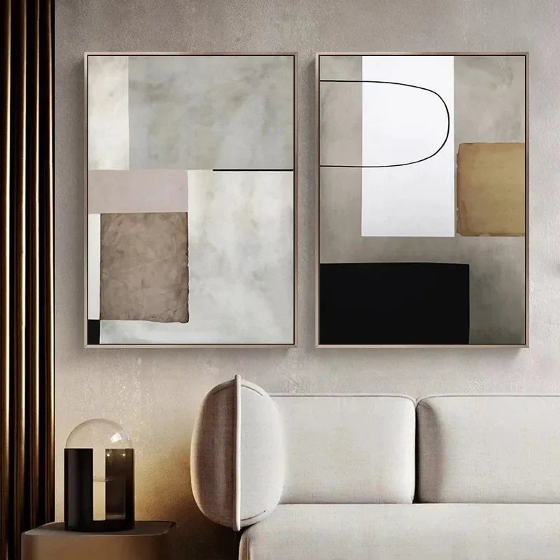 Minimalist Industrial Style Modern Abstract Canvas Artwork.