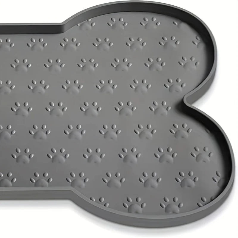 Silicone Dog Feeding Mat; Non-Slip, Raised Edges