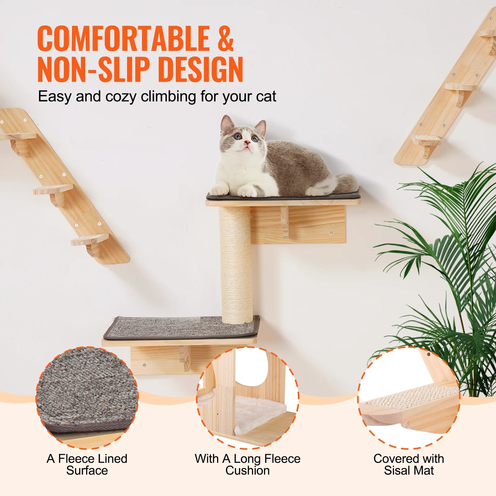Wall Mounted Cat Shelves, Perches, Jumping Boards