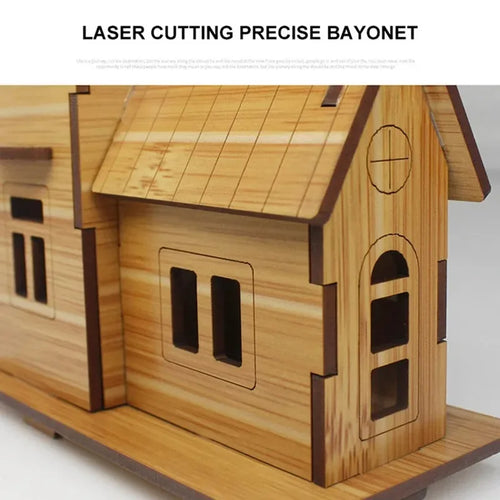 3D Wooden Puzzle Model Cozy Cottage, Handmade