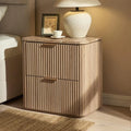Curved Solid Wood Nightstand/End Table, Faux Marble Top