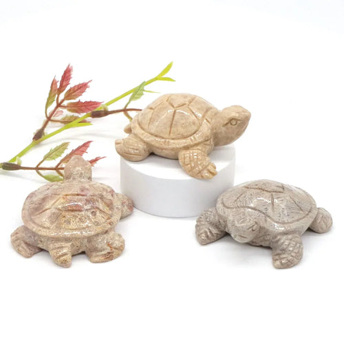 2.3" Sea Turtle Statue Natural Stone Coral Jade Carved Reiki Healing Crystal Animal Figurine Feng Shui Crafts Home Decoration