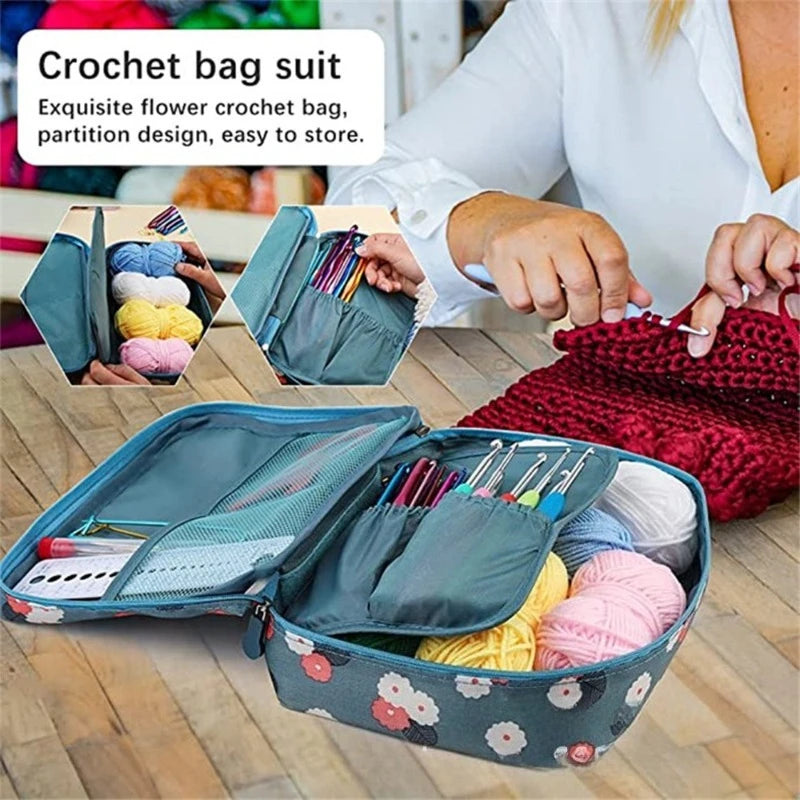 Complete Set of Crochet Knitting Materials; Portable Bag