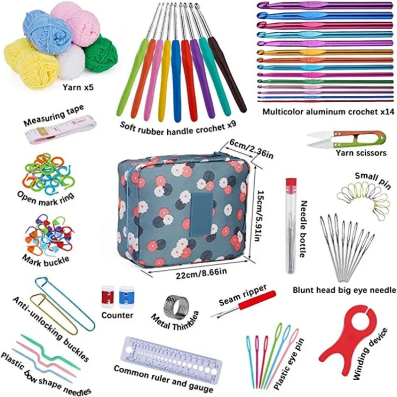 Complete Set of Crochet Knitting Materials; Portable Bag