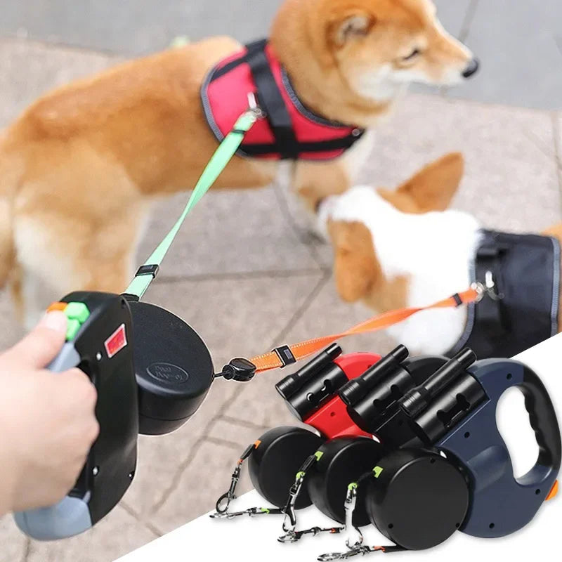 Double Head Automatic Retractable Dog Leash