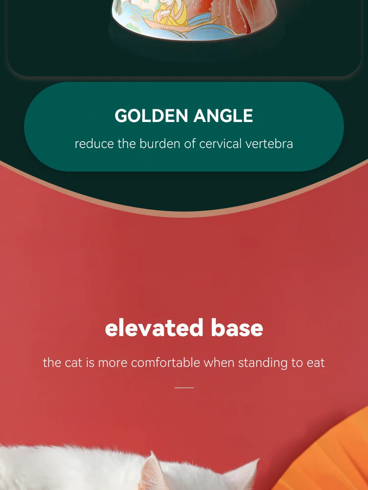 Chinese Style Elevated Ceramic Cat Water/Food Bowl