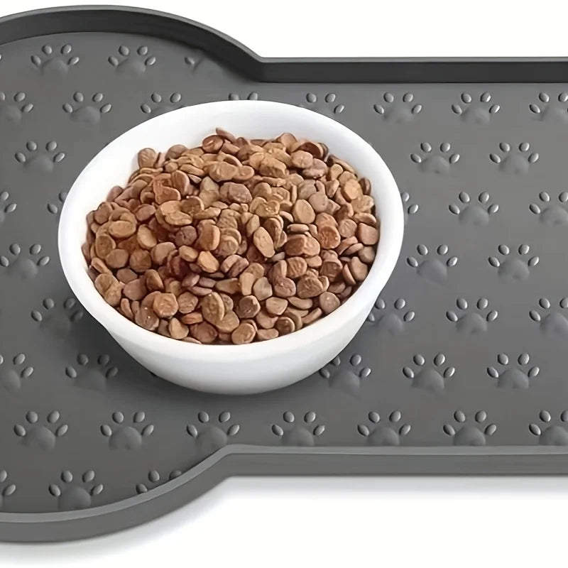 Silicone Dog Feeding Mat; Non-Slip, Raised Edges