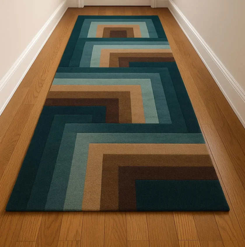 Mid-Century Runner, Geometric Leaf Design; 4 Designs, 2 Sizes