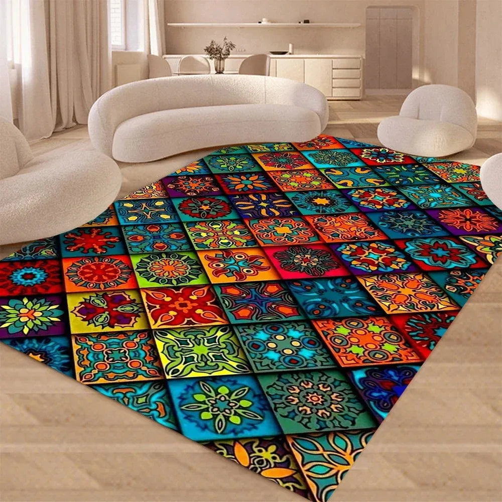 Exquisite Moroccan Retro Style Patchwork Pattern Rug