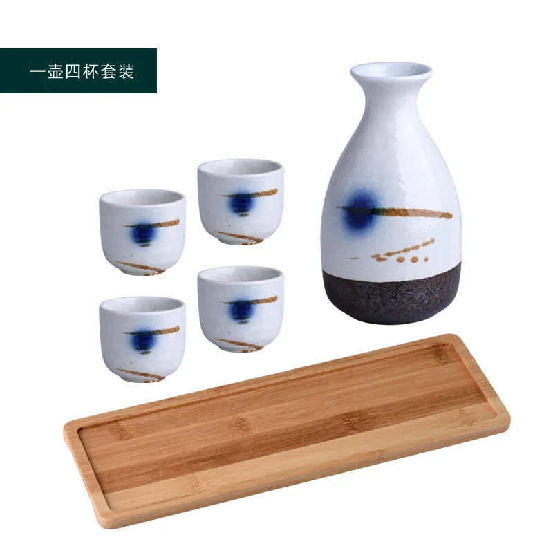 Japanese Ceramic Sake Pot & Cups Set