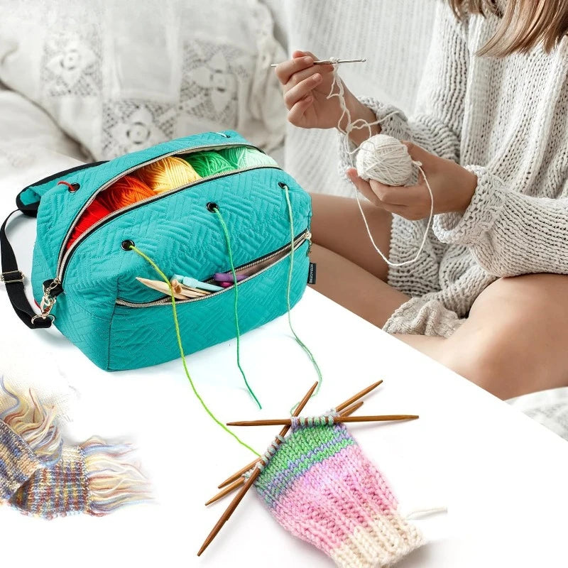 Large Capacity Crochet Bag Organizer Yarn Holder for Crochet Accessories Gifts for Crafters DIY Storage Bag