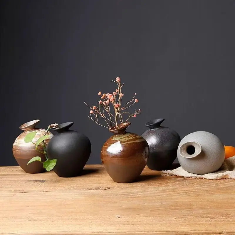Vintage Japanese Ceramic Abstract Vases