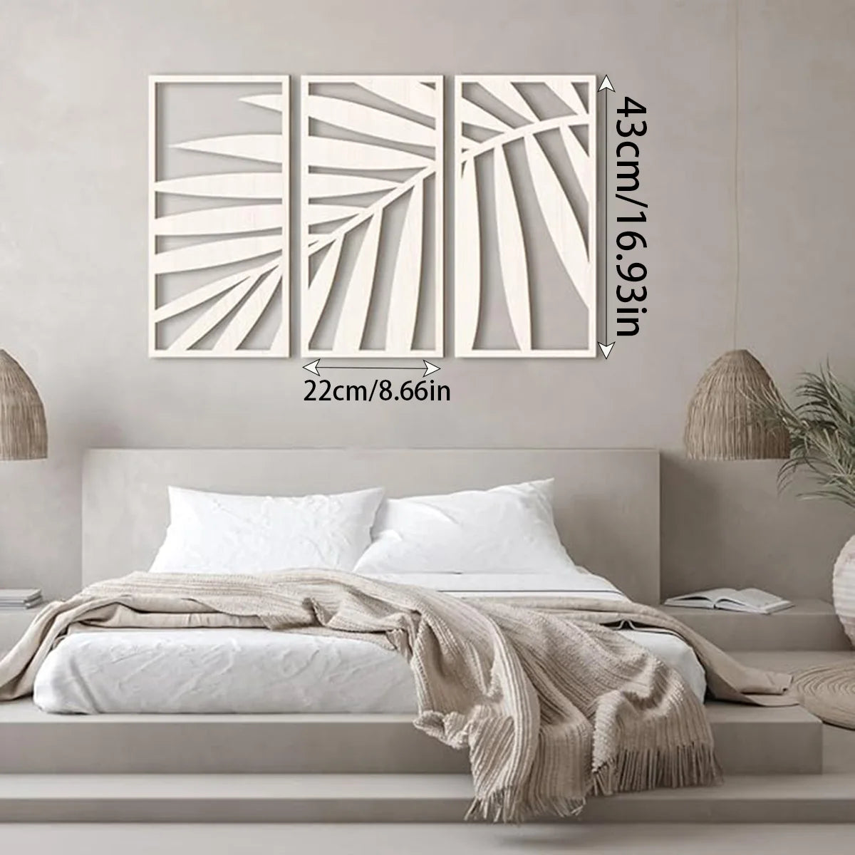 3pcs Hollow Wooden Leaf Wall Art Decoration