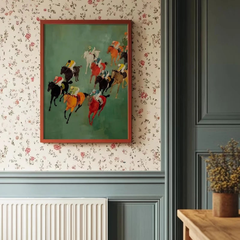 Vintage Canvas Print Colorful Jockeys Horse Racing