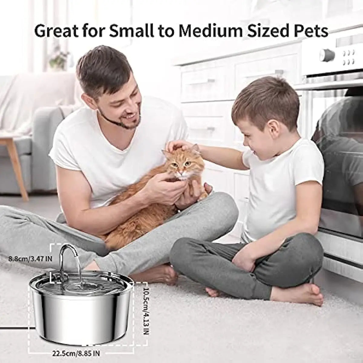Automatic USB Pet Water Fountain; Stainless Steel