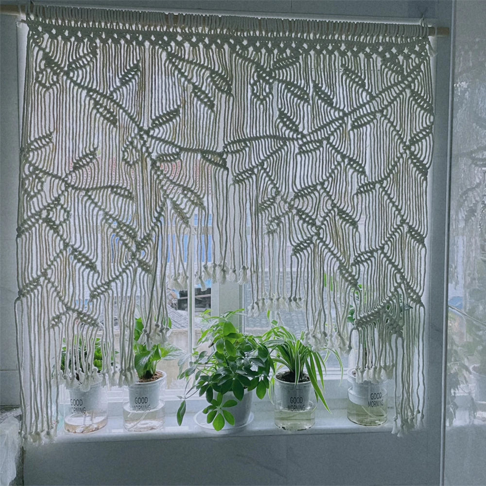 Handmade Macrame Leaf Pattern Window Tapestry