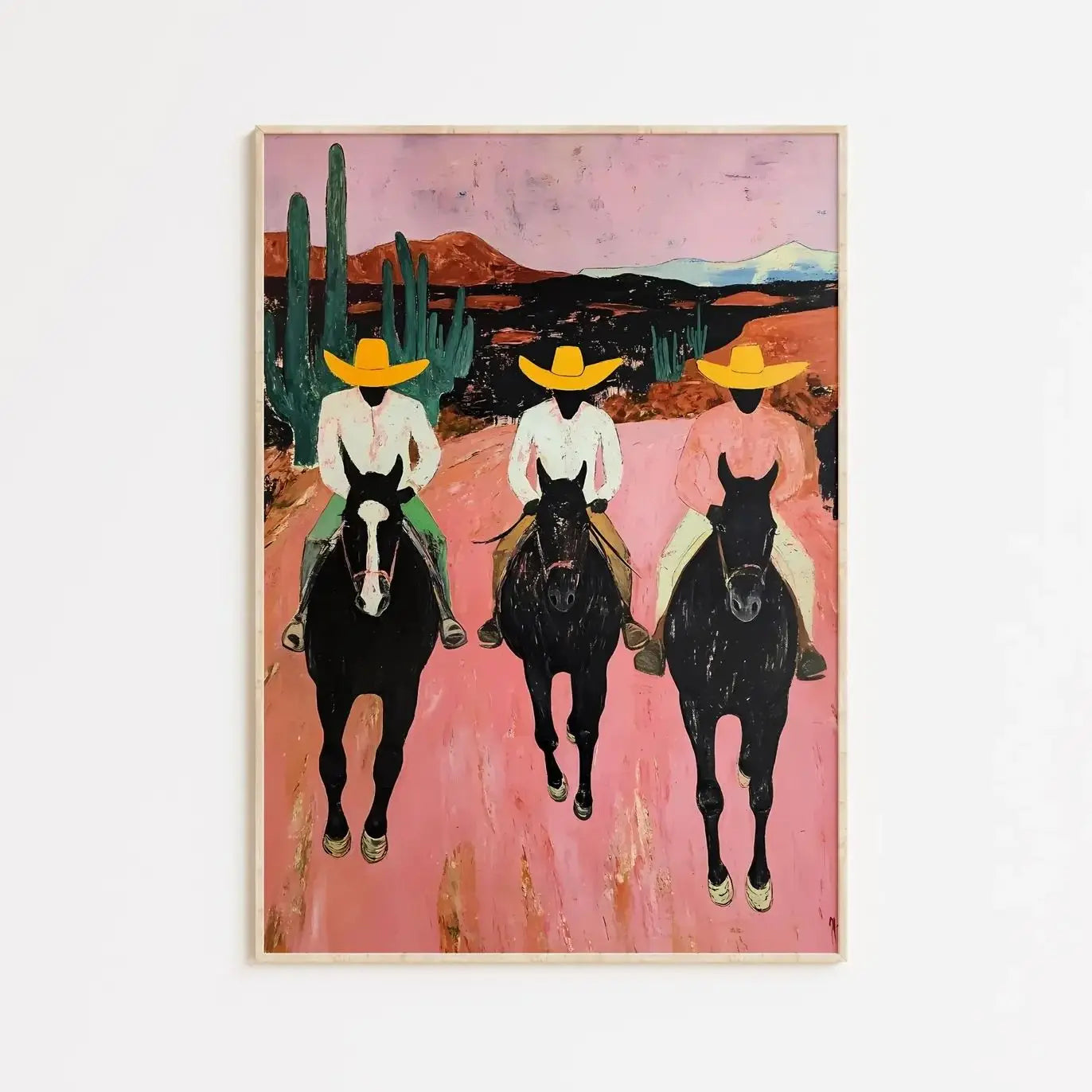 Abstract Western Horse Painting; Modern Country Cowboys