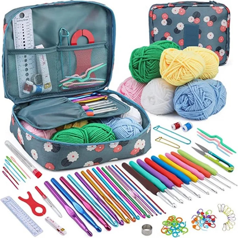 Complete Set of Crochet Knitting Materials; Portable Bag