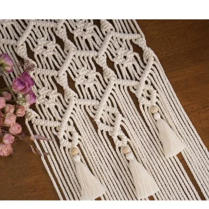 Handcrafted Woven Wall Hanging; Tasseled Tapestry