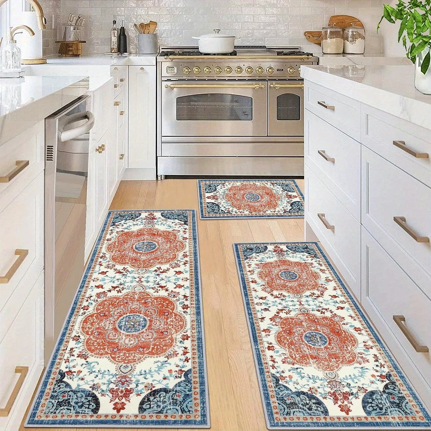 Bohemian Style 3 pcs Set kitchen Rugs Non-slip, washable 3 Colors