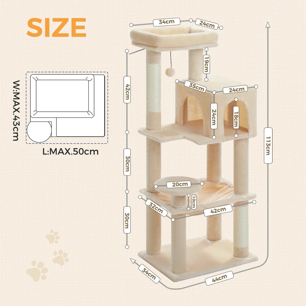 5-Level Cat Tower, 45" with Top Perch