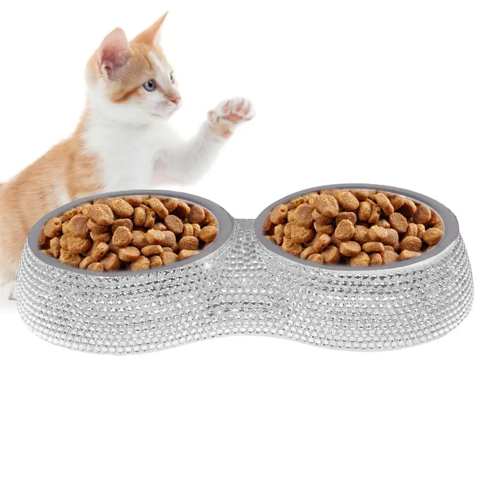 Rhinestone Bling Stainless Steel Pet Bowl