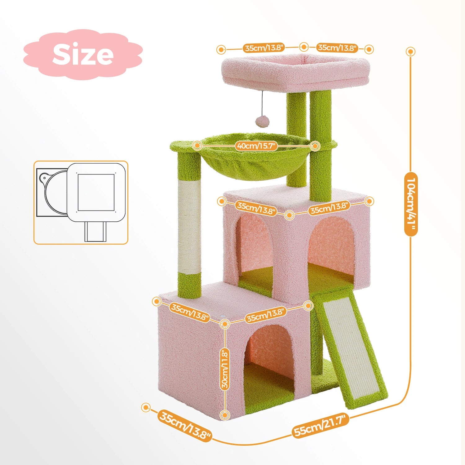 Spacious Cat Tower; Natural Sisal Scratching Posts