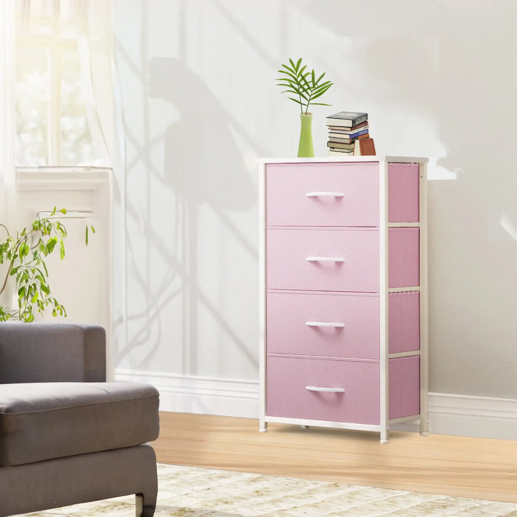 Sturdy Organizer, Durable Fabric Drawers, Steel Frame; Wood Top