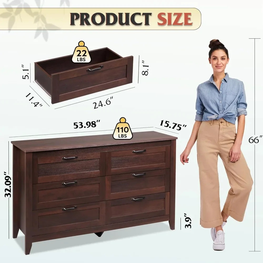 Modern Wood 6 Drawer Dresser in 3 Color Choices


















 Elegances