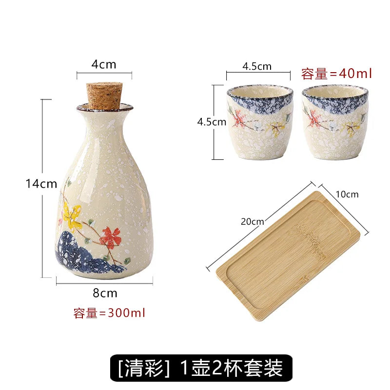 Japanese Ceramic Sake Pot & Cups Set