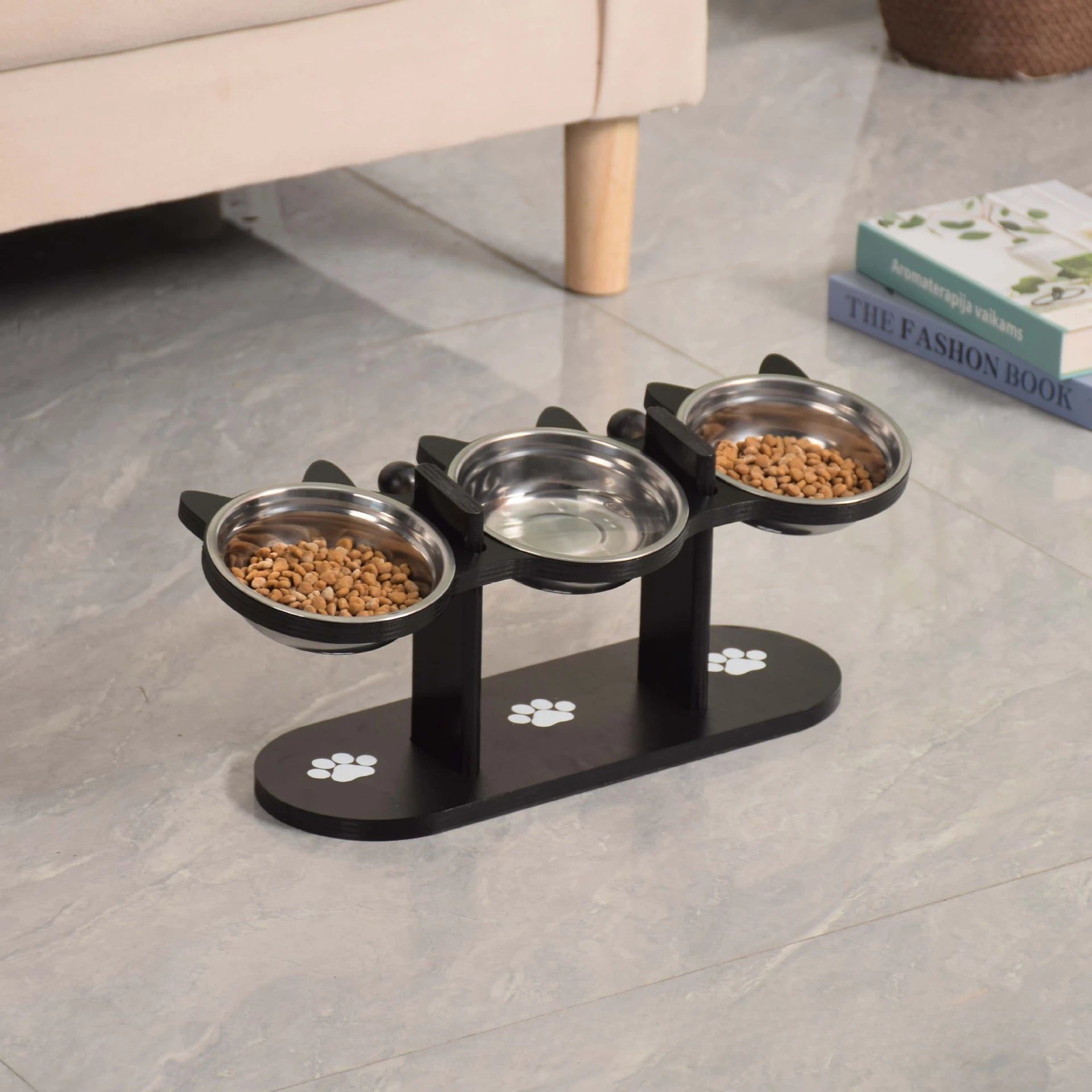 Adjustable 15-Degree Slanted Elevated Cat Feeder
