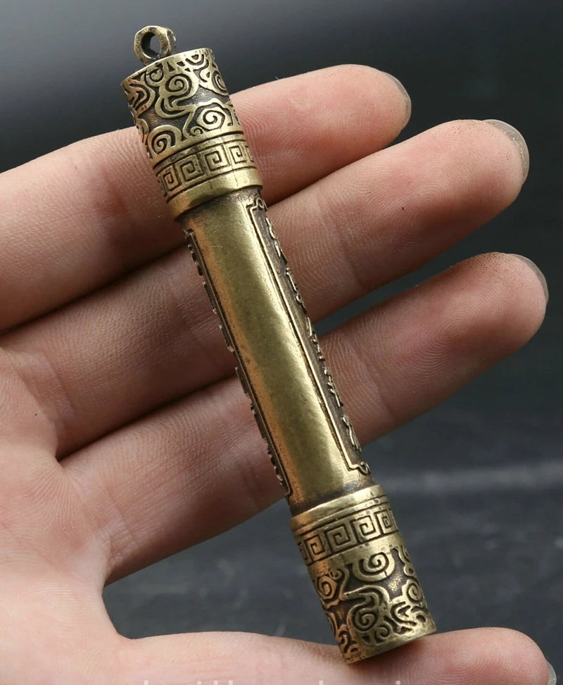 3.5" Chinese Bronze Buddhism Snuff Bottle Pendant