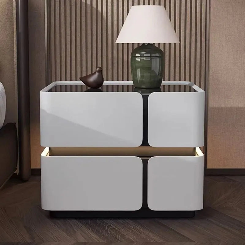 Solid Wood Sleek Modern Bedside Nightstand