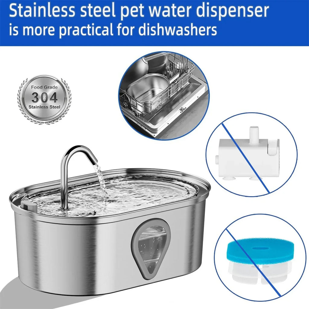 3.5L Pet Fountain with Water Level Window