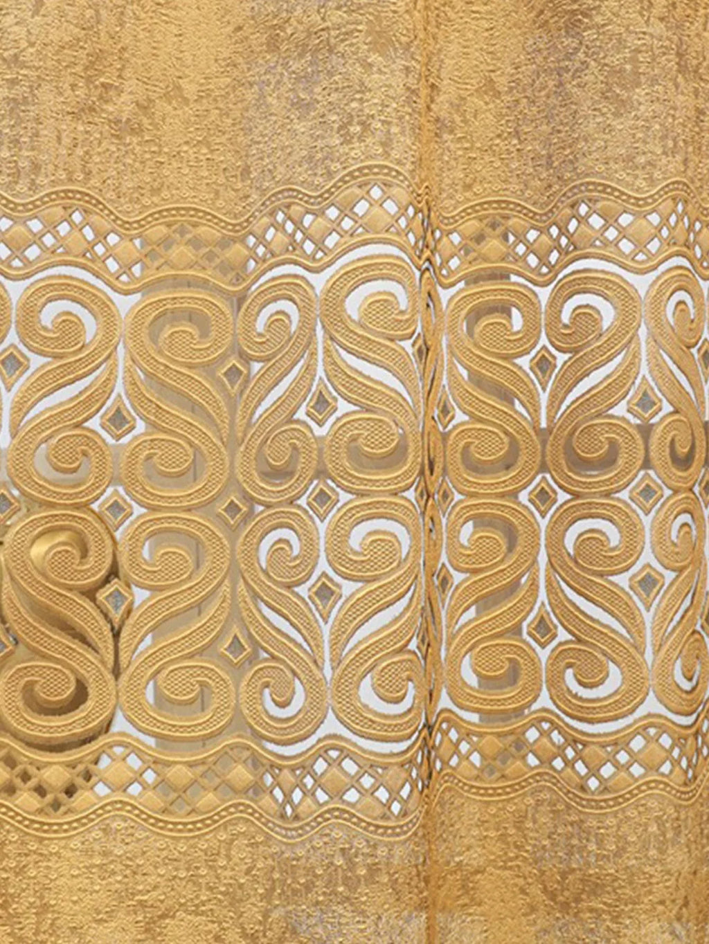 Khaki Eight Character Hollow Perforated Curtains