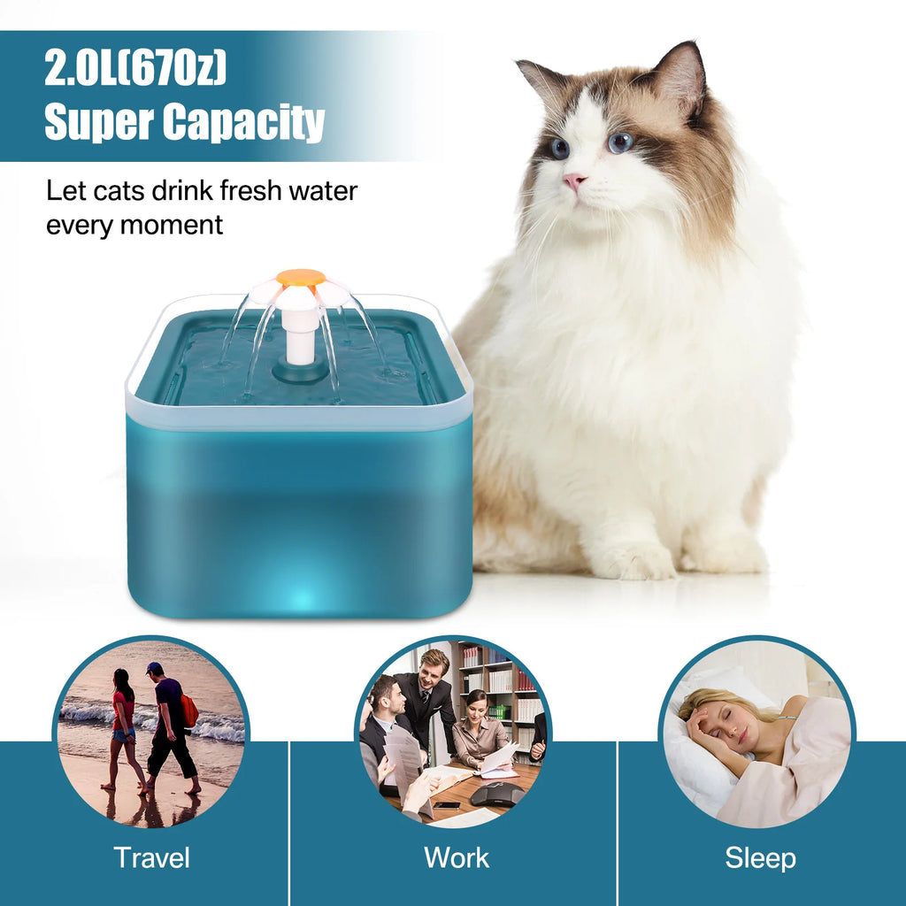 Silent Cat Water Dispenser; LED Lighting,