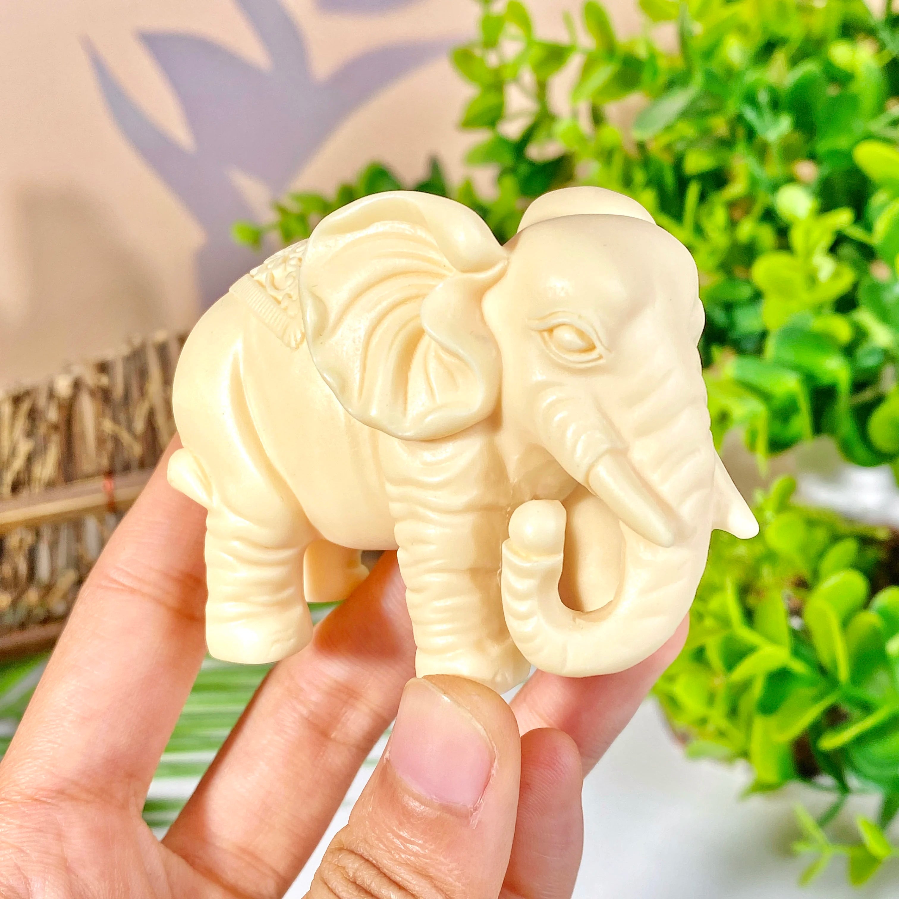 Hand Craved Ivory Tagua Nut Elephant Carving