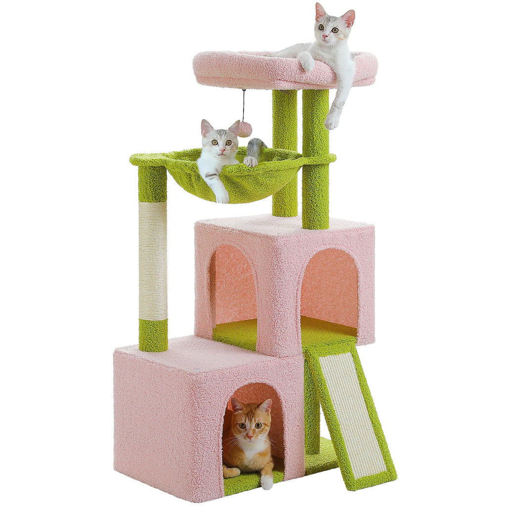 Spacious Cat Tower; Natural Sisal Scratching Posts