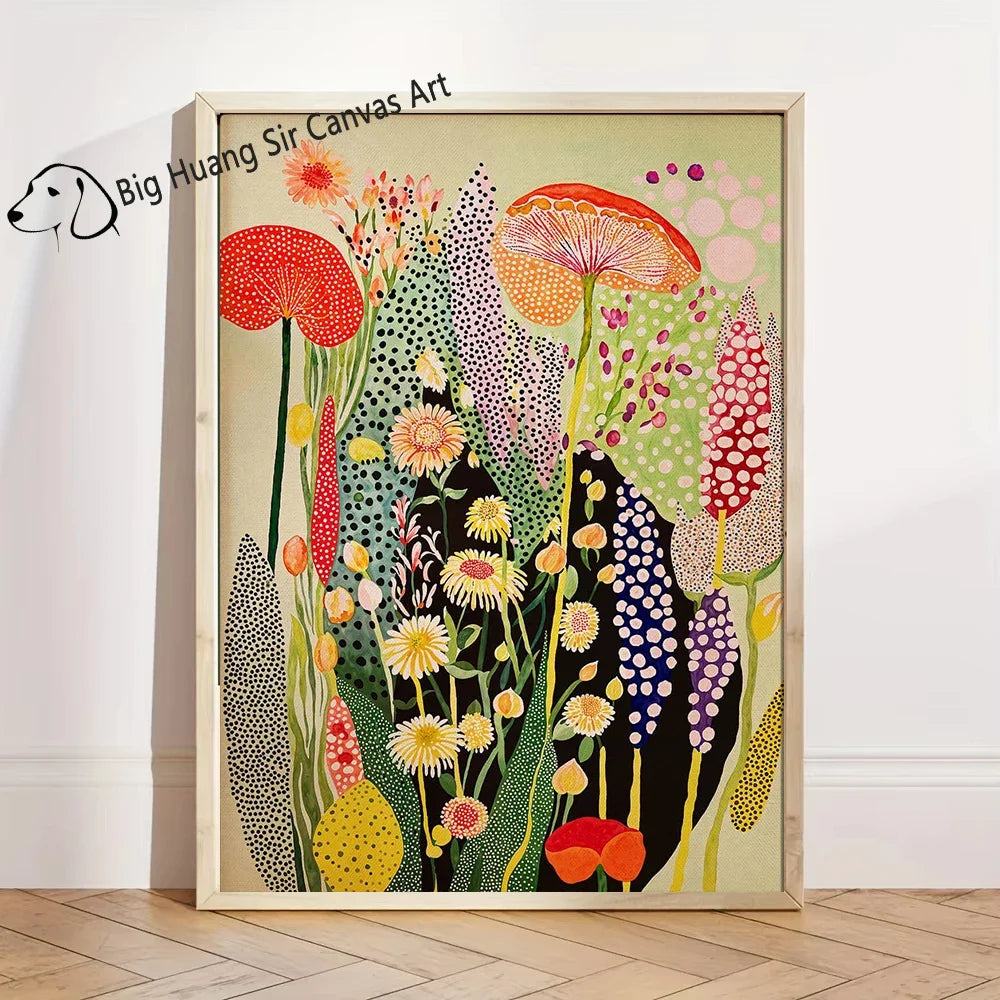 Yayoi Kusama Inspired Botanical Retro Artwork Prints