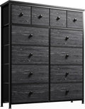 Sleek Black Dresser with 12 Drawers; Tons of Storage.